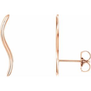 14K Rose Wavy Ear Climbers