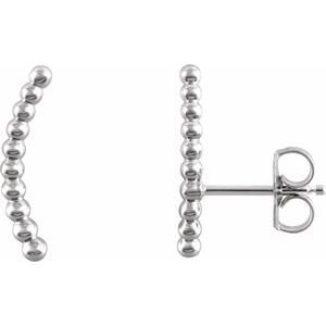 14K White Beaded Ear Climbers