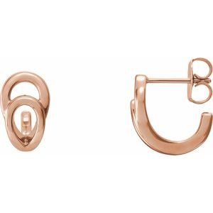 14K Rose Geometric J-Hoop Earrings