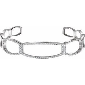 14K White 3/4 CTW Natural Diamond Cuff 6 1/4" Bracelet