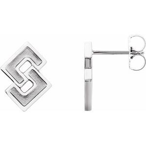 14K White Geometric Earrings
