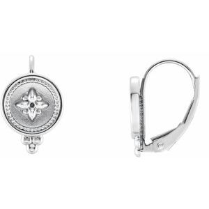 14K White Beaded Lever Back Earrings