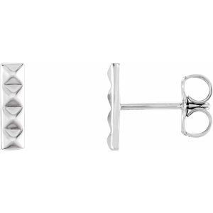 14K White Pyramid Bar Earrings