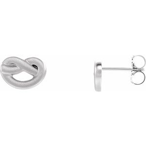 14K White Knot Earrings