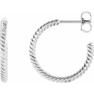 14K White Rope 17 mm Hoop Earrings
