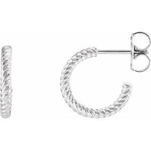 14K White Rope 12 mm Hoop Earrings