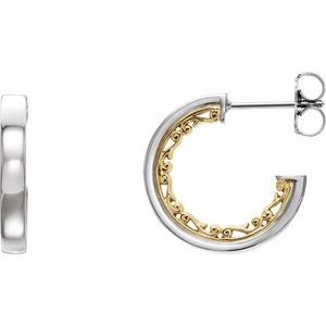 14K White/Yellow  Vintage-Inspired 16 mm Hoop Earrings