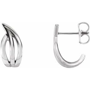14K White Freeform J-Hoop Earrings