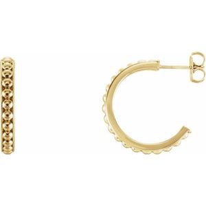 14K Yellow Beaded 20 mm Hoop Earrings