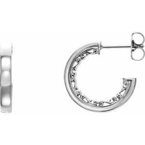14K White  Vintage-Inspired 16 mm Hoop Earrings