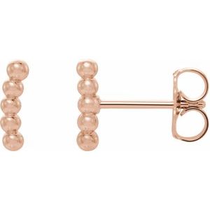 14K Rose Curved Beaded Earrings