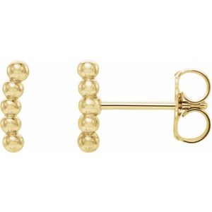 14K Yellow Curved Beaded Earrings