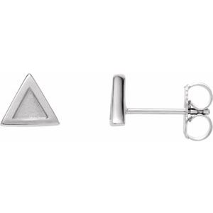 14K White Petite Triangle Earrings