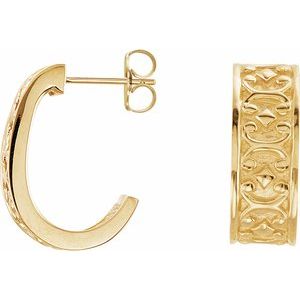 14K Yellow J-Hoop Earrings