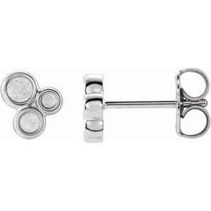 14K White Geometric Earrings