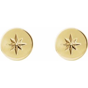 14K Yellow 7.8 mm Star Earrings