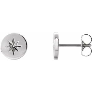 14K White 7.8 mm Star Earrings