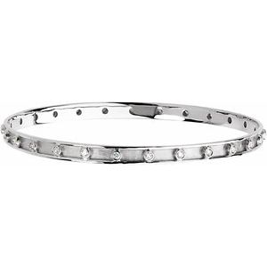 14K White 3/4 CTW Natural Diamond Bangle 7 1/4" Bracelet