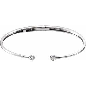 14K White 1/6 CTW Natural Diamond Hinged Cuff 7" Bracelet