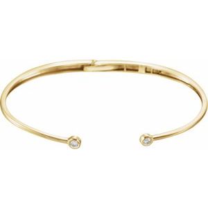 14K Yellow 1/6 CTW Natural Diamond Hinged Cuff 7" Bracelet
