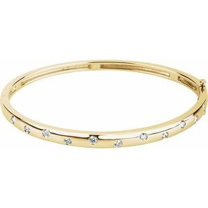 14K Yellow 1/2 CTW Diamond Bangle 6 3/4" Bracelet
