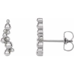 14K White Beaded Ear Climbers