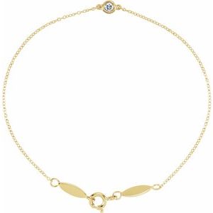 14K Yellow .08 CT Natural Diamond 7" Bracelet
