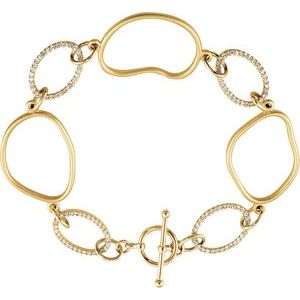 14K Yellow 5/8 CTW Natural Diamond Open Silhouette 8" Bracelet