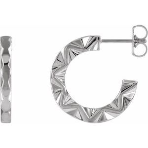 14K White Geometric 17.3 mm Hoop Earrings