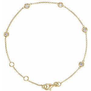 14K Yellow 1/4 CTW Natural Diamond Bezel-Set 5-Station 5 1/2-7" Bracelet