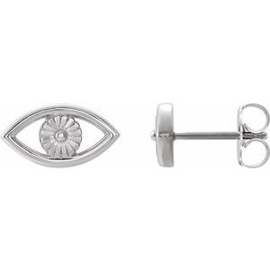 14K White Evil Eye Earrings