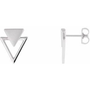 14K White Geometric Earrings