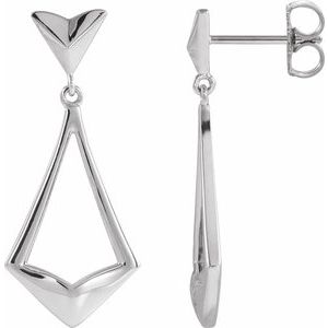 14K White Geometric Dangle Earrings