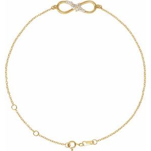 14K Yellow 1/8 CTW Natural Diamond Infinity 6 1/2-7 1/2" Bracelet