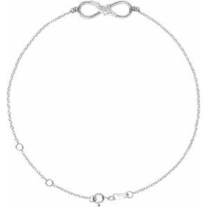 14K White 1/8 CTW Natural Diamond Infinity 6 1/2-7 1/2" Bracelet