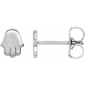 14K White Hamsa Earrings