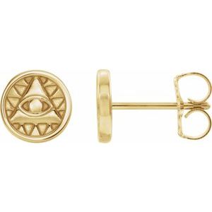14K Yellow Eye of Providence Earrings