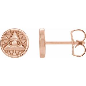 14K Rose Eye of Providence Earrings
