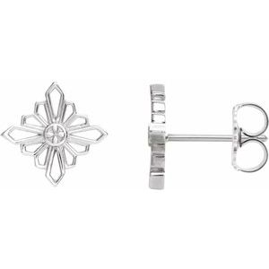 14K White Geometric Earrings