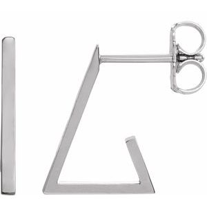 14K White Triangle 13.6 mm Hoop Earrings