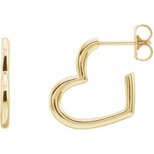 14K Yellow Heart 15.9 mm Hoop Earrings