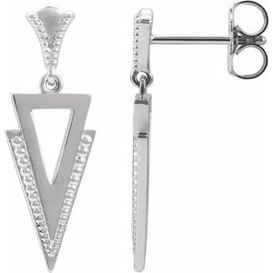 14K White Geometric Dangle Earrings