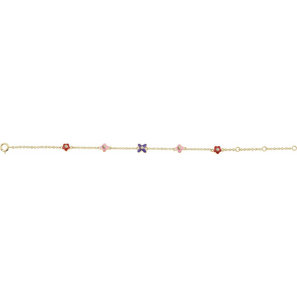 10K Yellow .04 CTW Natural Diamond Youth Flower 5-7" Bracelet