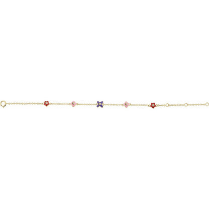 10K Yellow .04 CTW Natural Diamond Youth Flower 5-7" Bracelet