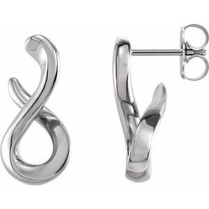 14K White Infinity-Inspired Drop Earrings