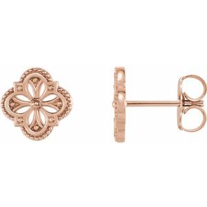 14K Rose Vintage-Inspired Clover Earrings