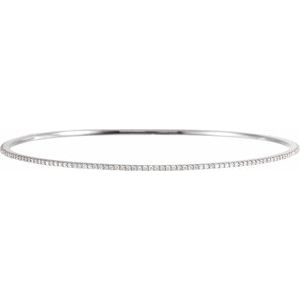 14K White 1 CTW Natural Diamond Stackable Bangle 8" Bracelet
