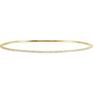 14K Yellow 1 CTW Natural Diamond Stackable Bangle 8" Bracelet