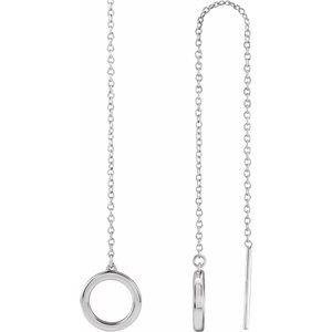 14K White Geometric Chain Earrings