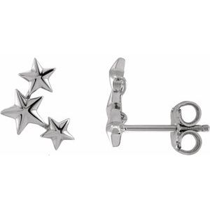 14K White Star Ear Climbers
